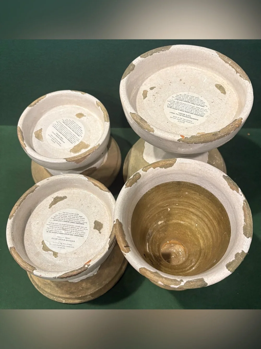 Pottery Barn Tuscan Glaze 3-tier Terracotta Pillar Candle Holder & Pedestal Plan